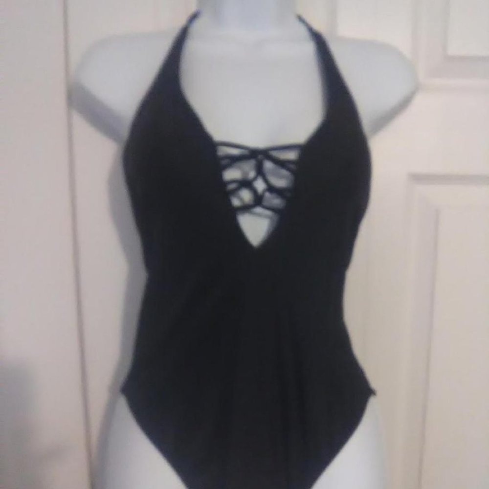 VOLCOM Women's Black Backless ,One-Piece Swimwear